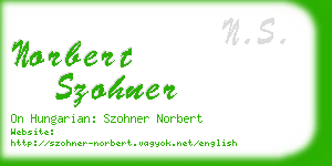 norbert szohner business card